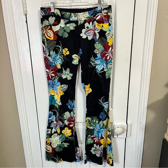 Alexis Calipso Black Kamilla Floral Print Mid Rise Cotton Flare Pants Small T1 - Picture 2 of 10